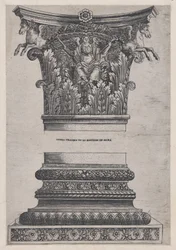 Mirror of Roman Magnificence: Pegasus hovedstad fra Temple of Mars Avenger og dec..., ca. 1537