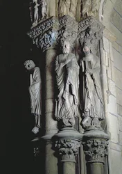 Detalje af Portico de la Gloria forestillende St. Andrew sten