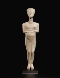 Kykladisk tilbagelænet kvindefigur, navnestykke af Schuster-mesteren, Early Cycladic II, ca. 2400 f.Kr. (marmor)
