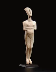 Kykladisk tilbagelænet kvindefigur, navnestykke af Schuster-mesteren, Early Cycladic II, ca. 2400 f.Kr. (marmor)