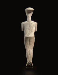 Kykladisk tilbagelænet kvindefigur, navnestykke af Schuster-mesteren, Early Cycladic II, ca. 2400 f.Kr. (marmor)