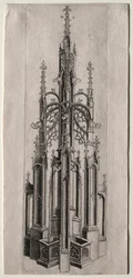 Design til en gotisk springvand, ca. 1470.