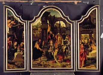En Triptykon; Magiernes tilbedelse; Fødselen og Præsentationen i Templet; Bebudelsen
