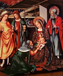 126-0035071 Kongernes tilbedelse, altertavle fra kirken Santa Maria Palau-Solita, Barcelona