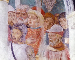Italien, Piemonte-regionen, Alessandria-provinsen, fresko i kapel ved basilikaen Santa Maria Assunta