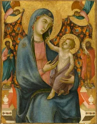 Madonna og barn med Skt. Bartolomæus og St. Johannes Døberen, ca. 1320 (tempera og bladguld på panel, overført til lærred)