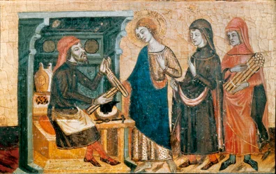 Altertavle af de hellige Johannes, Mester af Santa Coloma de Queralt, ca. 1356 (tempera og bladguld på træ)