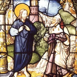 The Temptation of Christ, vindue, Kölnerskolen, første halvdel af 1500-tallet (farvet glas)