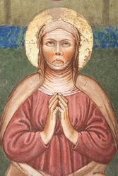 "Pinsen", Detalje af Jomfru Maria, ca. 1420 (fresko)