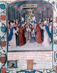 Kroningen af Henrik 5. af England, illustration fra »Englands krøniker« af Jean de Wavrin