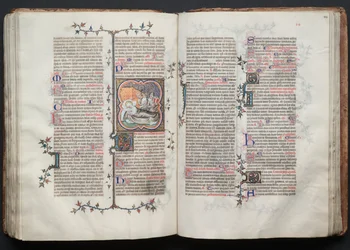 The Gotha Missal: Fol. 113v, Johannes Døberens fødsel, ca. 1375.