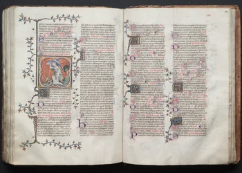 The Gotha Missal: Fol. 124v, Ærkeenglen Michael, ca. 1375.
