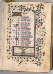 Timer for Karl den Adelige, konge af Navarra 1361-1425: fol. 3r, marts, ca. 1405.
