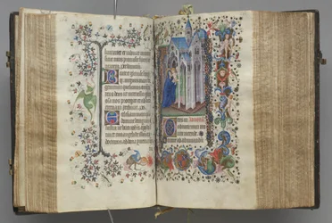 Timer for Karl den Adelige, konge af Navarra 1361-1425: fol. 82v, tekst, ca. 1405.