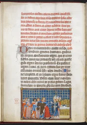 Cotton Tiberius B. VIII f.47v Kongen tager sine yderklæder af, illustration fra 