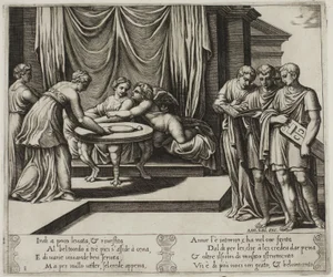 Andre nymfer, der tjener psyke ved bordet