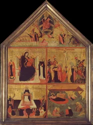 Den sidste dom, Jomfruen og barnet med en biskop-helgen og Sankt Peter Martyr..., ca. 1325.