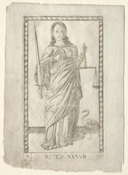 Retfærdighed fra Tarocchi, serie B: Cosmic Principles & Virtues, #37, før 1467.