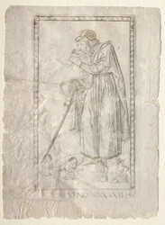 Saturn fra Tarocchi, serie A: Firmaments of the Universe, #47, før 1467.