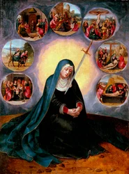 Vor Frue af de syv sorger - Jomfruen af ​​de syv sorger - Maleri af mesteren af ​​halve kvindelige figurer (aktiv 1530-1560) 16. århundrede - Olie på træ - 75x56,7 - Museu Nacional d