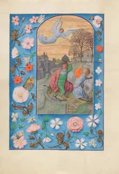 Dronning Isabella den katolske, dronning af Spaniens åbningstider: Fol. 131v, Bebudelse..., ca. 1500.