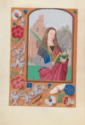Dronning Isabella den Katolskes timer, dronning af Spanien:  Fol. 191v, Sankt Barbara