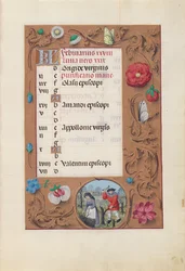 Dronning Isabella den katolske, dronning af Spaniens åbningstider: Fol. 3r, februar, ca. 1500.