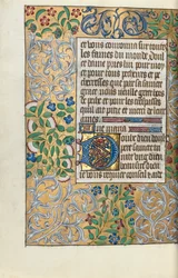 Timebog Brug af Rouen: fol. 151v, Udførlig kant af løv, ca. 1470.