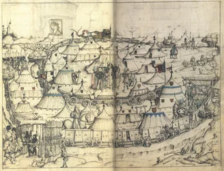 Wagon Fort fra den middelalderlige husbog af Wolfegg Castle, ca 1485