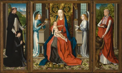 Triptykon af Madonna og barn med engle, donator og hans protektor Sankt Peter Martyr og Sankt Hieronymus