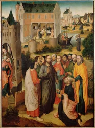 Sankt Peters liv: Jesus overrækker nøglerne til Sankt Peter (oliemaleri)