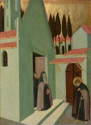 Sankt Antonius forlader sit kloster, ca. 1430-1435 (tempera på poppelpanel)