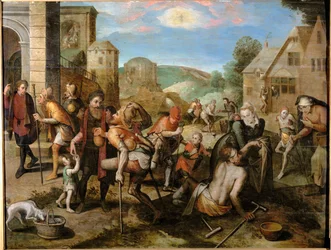 De syv barmhjertighedsgerninger (maleri på træ)