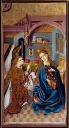 Bebudelsesmaleriet af Mesteren af den øvre Rhin (1400-tallet) 1460 Lyon, Musee des Beaux Arts