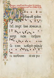 Manuskriptblad med Johannes Evangelisten og Johannes Døberen..., anden halvdel 15. årh.