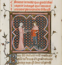 Miniature fra et manuskript af Roman de la Rose af Guillaume de Lorris og Jean de Meun, 1353