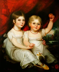 Portræt af to unge piger (olie på lærred)
