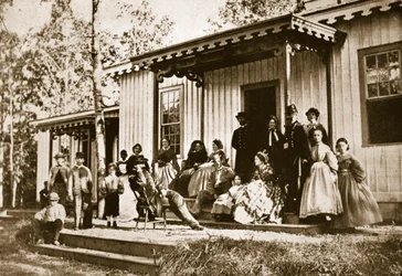 General Heintzelman underholder venner i rekonvalescentlejren, Alexandria, 1861-65