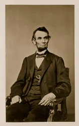 Portræt af Abraham Lincoln (1809-65) (bw foto)