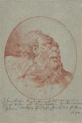 Hovedet af en skægget mand, der ser rigtigt ud, 1692.