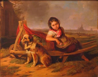 Pige med hund foran Wien