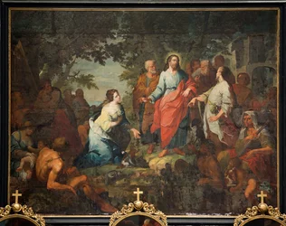 Sognekirke (Saint Martin Sognekirke). maleri. "Jesus og den samaritanske kvinde". Matthew DeVisch.