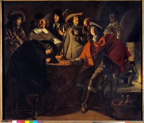 La Tabagie ou le corps de garde Maleri af Mathieu Le Nain (Lenain) (1607-1677) 1600-tallet søn. 1,17x1,37m