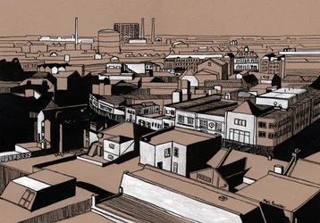 Croydon View, 2016 (akrylblæk på plade)