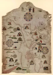 Kort over Middelhavet, Sortehavet og kysterne i Vesteuropa og Nordvestafrika, ca. 1559