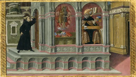 Sankt Augustins syn om de hellige Hieronymus og Johannes Døberen, 1476