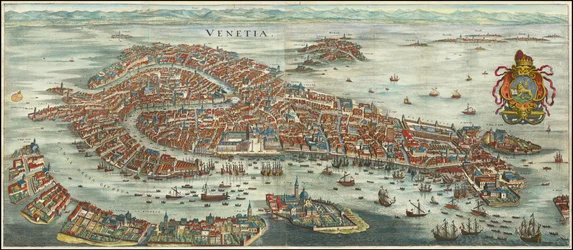 Fugleperspektiv af Venedig fra 1636 af Matthäus Merian