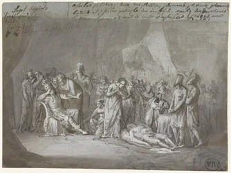 Liget af Patroclus i Achilles telt sørgede
