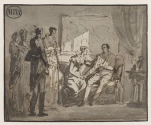 Dronning Wilhelmina besøger den sårede prins af Orange, efter slaget ved Waterloo, i Bruxelles