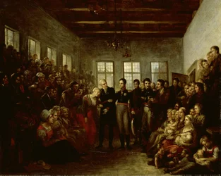 Prinsen af Orange besøgte ofre for oversvømmelser på Almoners børnehjem, Amsterdam, den 14. februar 1825